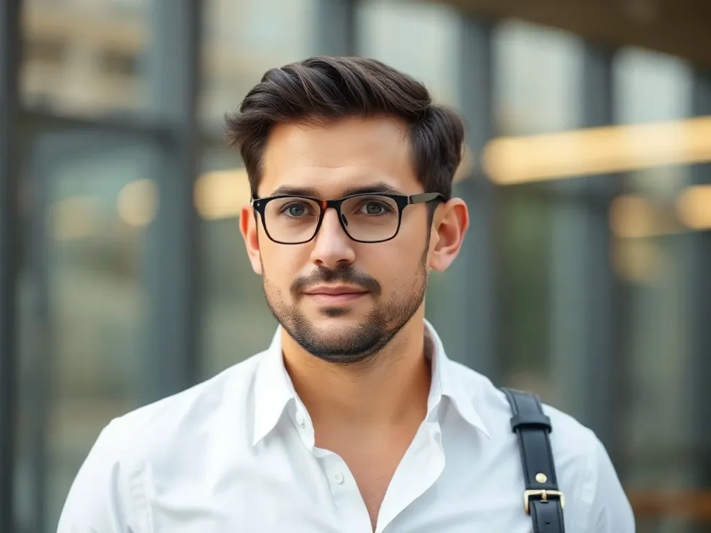 mężczyzna ubrany w stylu smart casual z białą koszula i akcesoriami, pasek i zegarek 