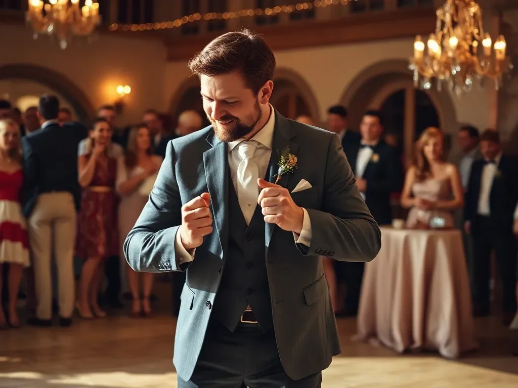 elegancki mężczyzna tańczący na weselu